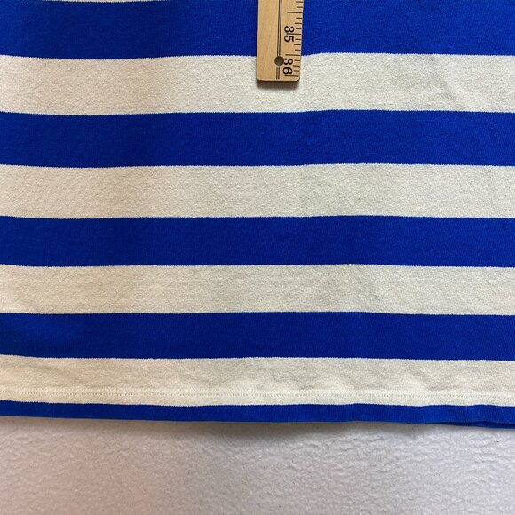 SEZANE Dress Womens XL Blue Cream EMY Stripes Button Shoulder Maxi - Picture 15 of 15